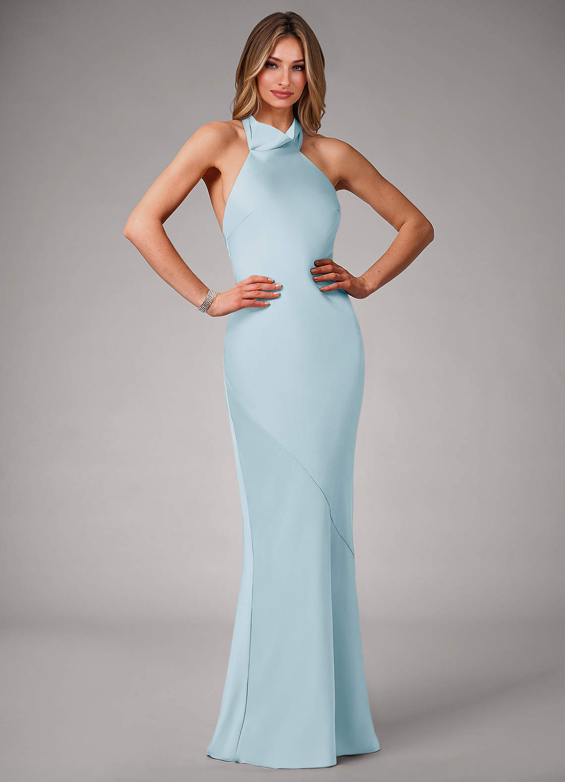 elyessen Velli Black Mermaid High Neck Stretch Satin Dress 2