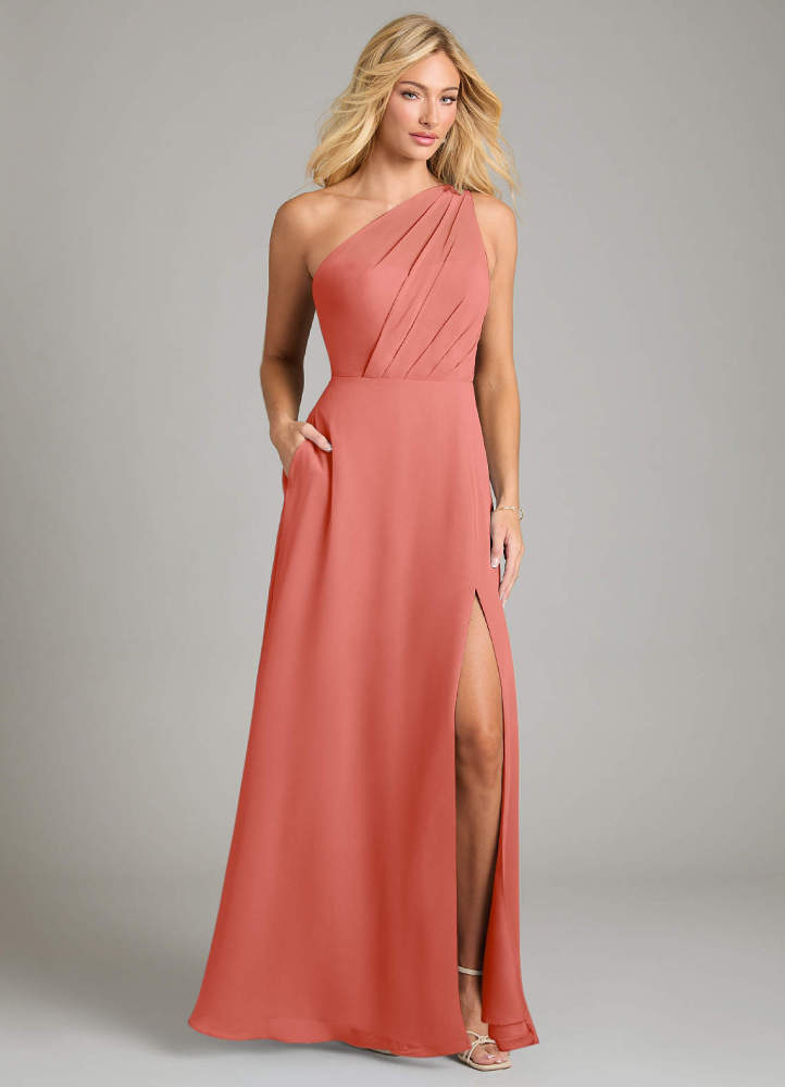elyessen Phaedra Black A-Line One Shoulder Chiffon Dress 4