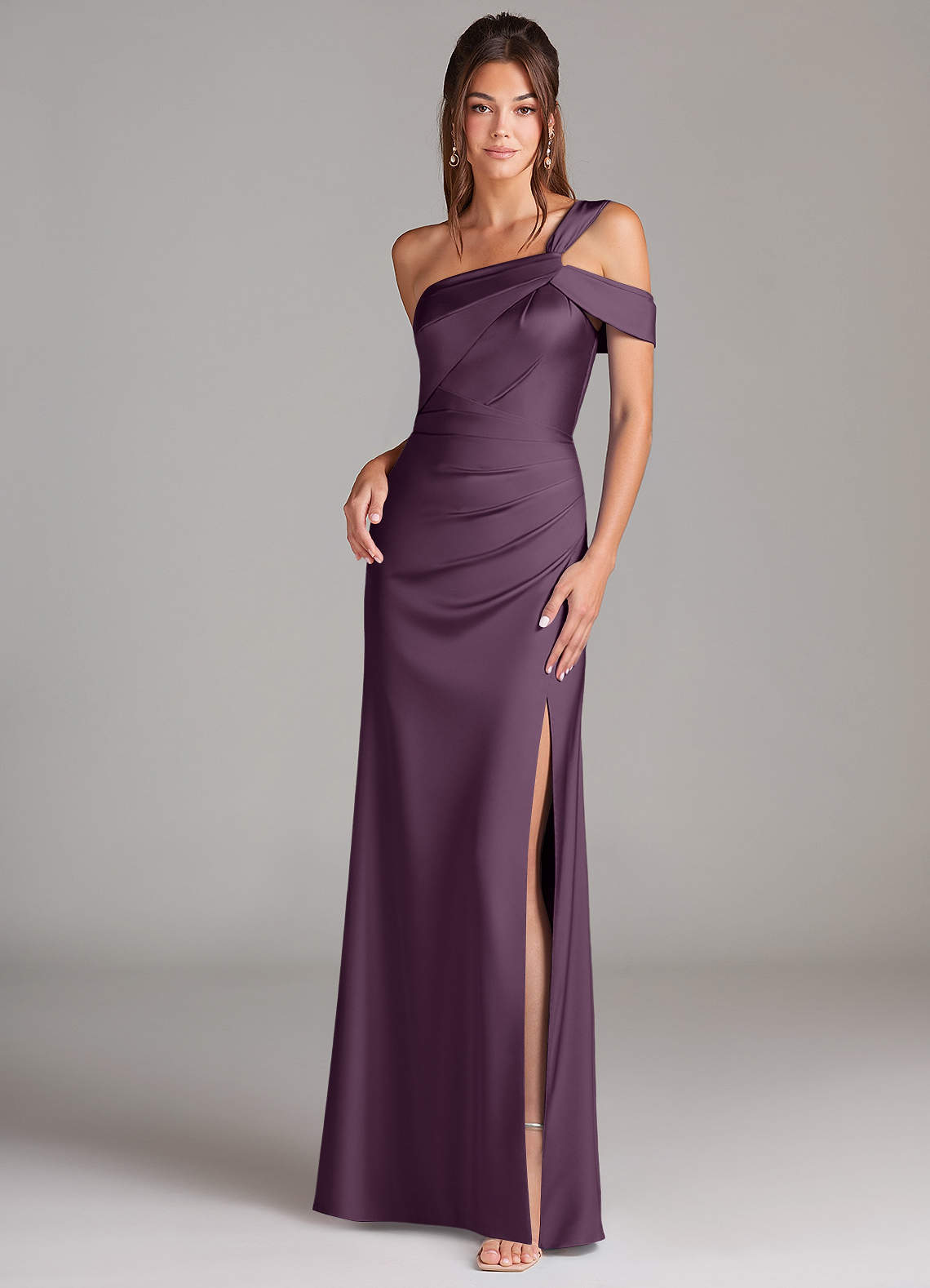 elyessen Wynter Black Sheath One Shoulder Stretch Satin Dress 5