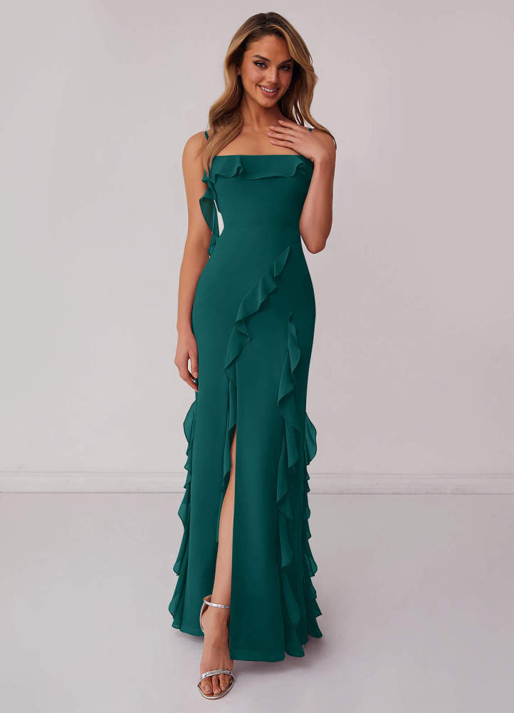 Sky Blue Sheath Bow Chiffon Dress Sky Blue 1