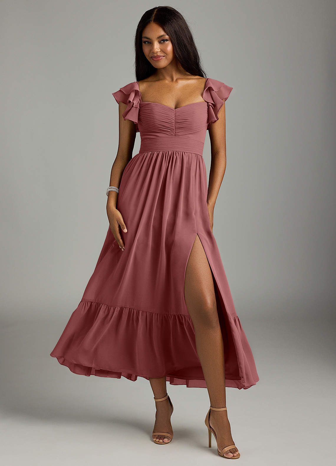 elyessen Anaya Blue Vintage Floral A-Line Sweetheart Neckline Chiffon Dress 5