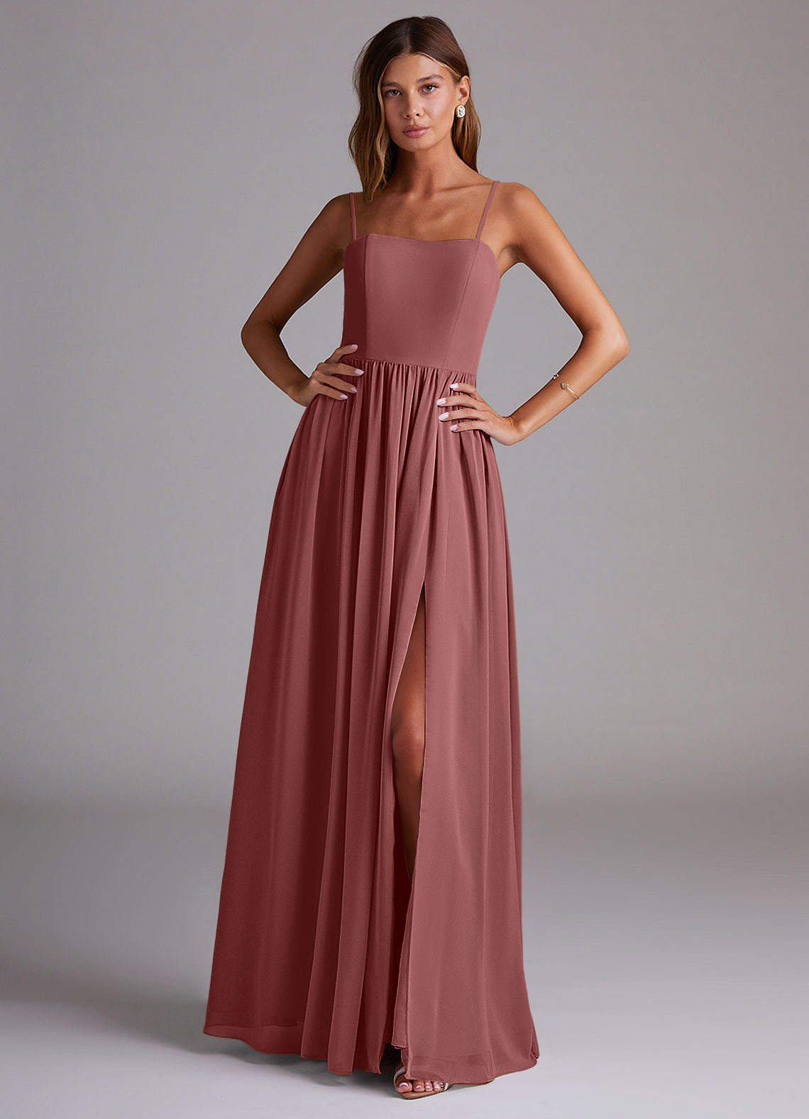 elyessen Calianna Dusty Blue A-Line Off the Shoulder Chiffon Convertible Dress 5