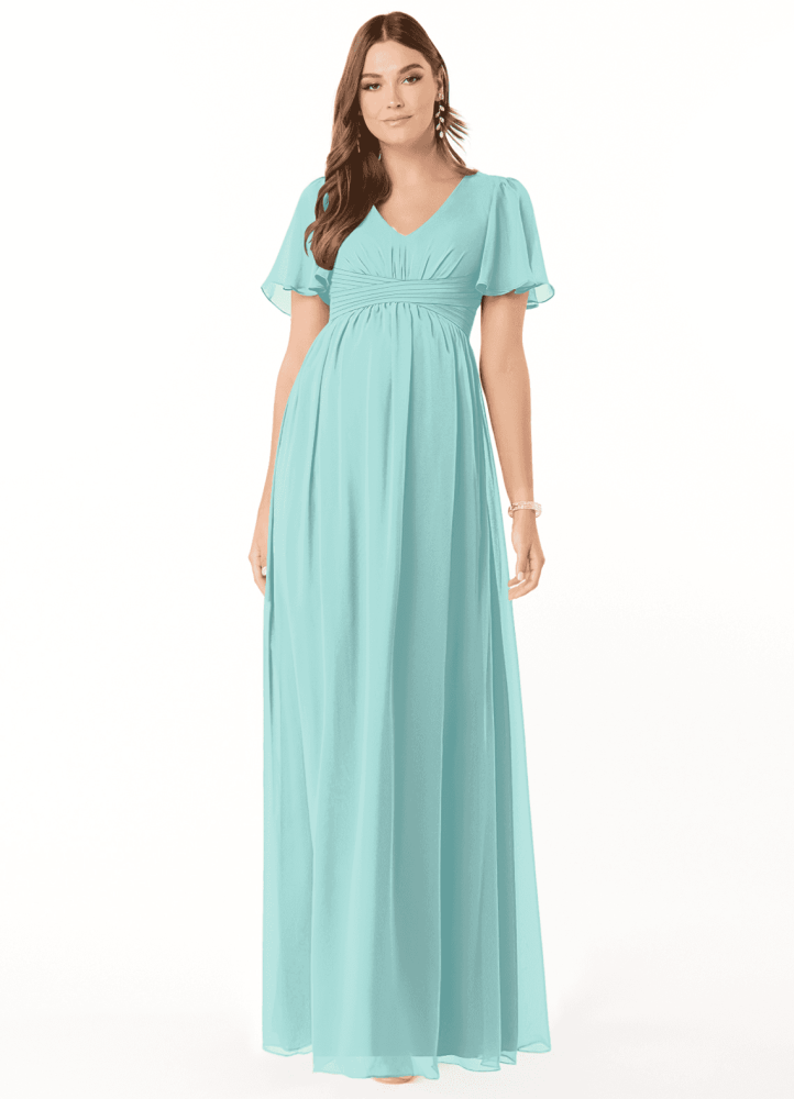 elyessen Verna A-Line V-Neck Ruched Chiffon Floor-Length Dress Cabernet 7