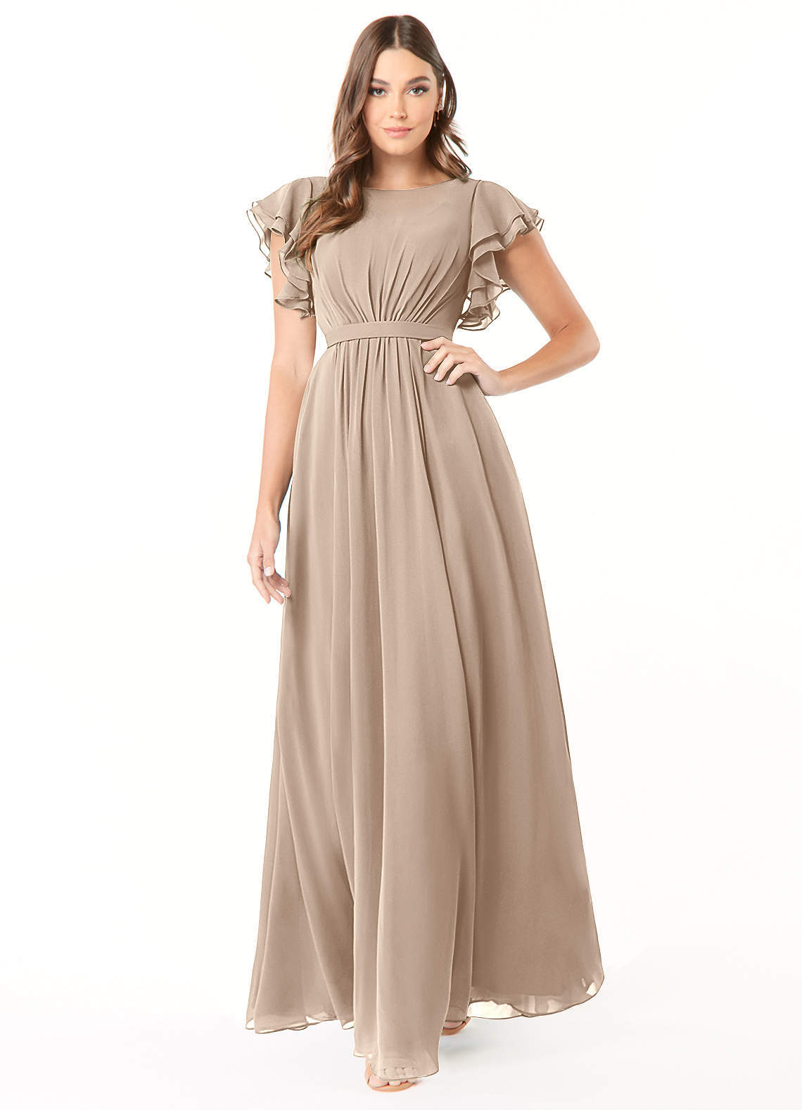 elyessen Daphne A-Line Ruffled Chiffon Floor-Length Dress Eucalyptus 7