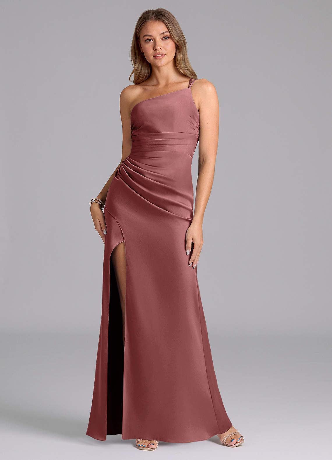 elyessen Eren Black Mermaid One Shoulder Stretch Satin Dress 5