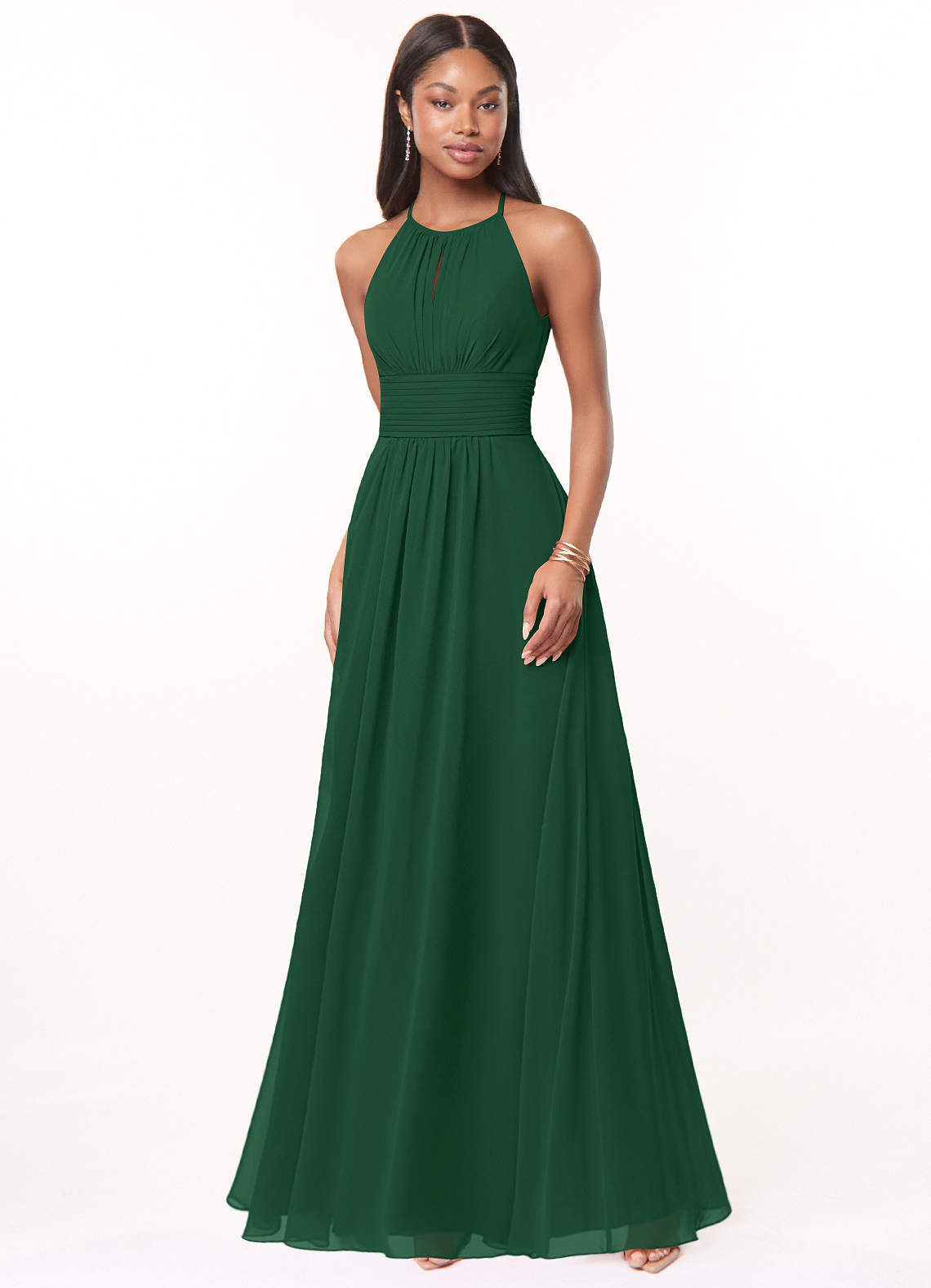 elyessen Bonnie Burgundy A-Line Keyhole Ruched Chiffon Dress 2
