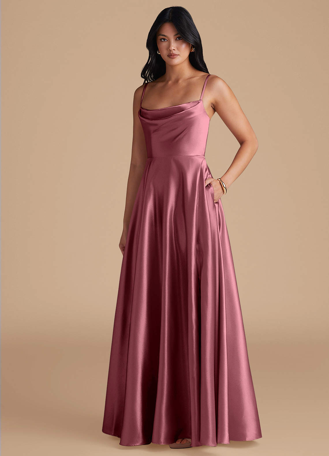 elyessen Elle Black A-Line with Pockets Metallic Satin Dress 3