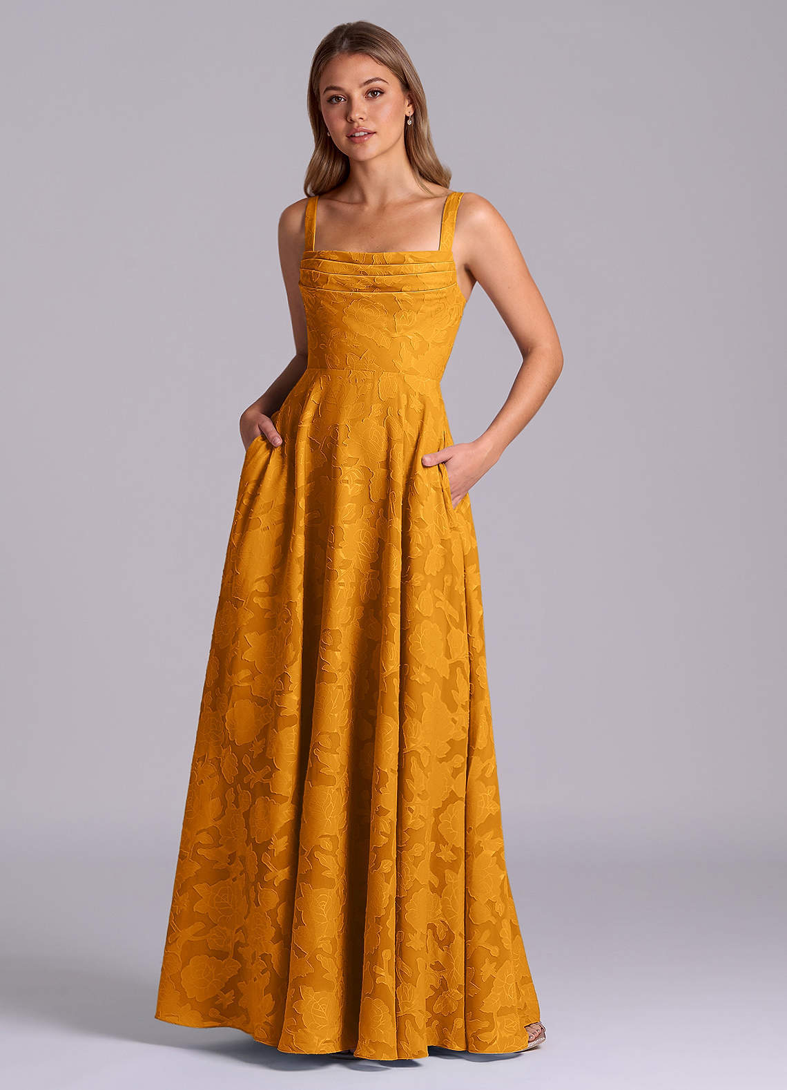 elyessen Shaude Sky Blue A-Line Pleated Floral Burnout Dress 3