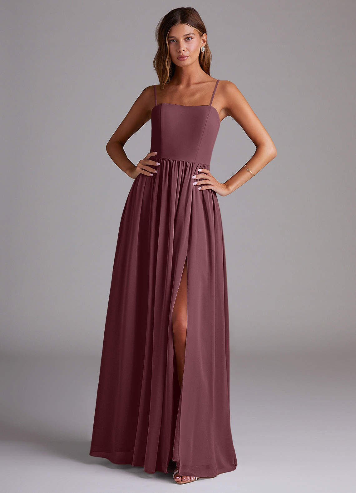 elyessen Calianna Dusty Blue A-Line Off the Shoulder Chiffon Convertible Dress 5