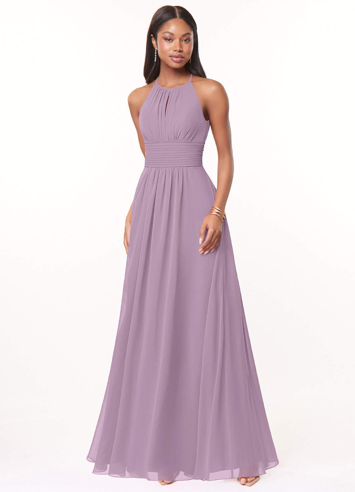 elyessen Bonnie Burgundy A-Line Keyhole Ruched Chiffon Dress 4