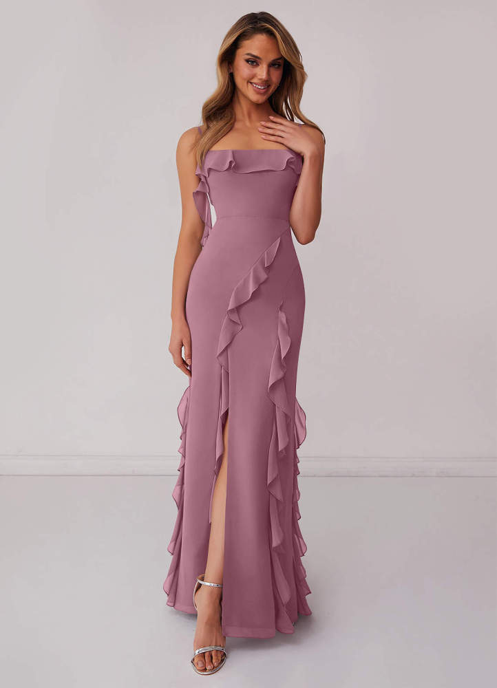 Sky Blue Sheath Bow Chiffon Dress Sky Blue 4