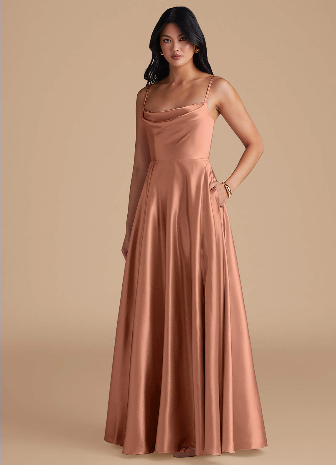elyessen Elle Black A-Line with Pockets Metallic Satin Dress 4
