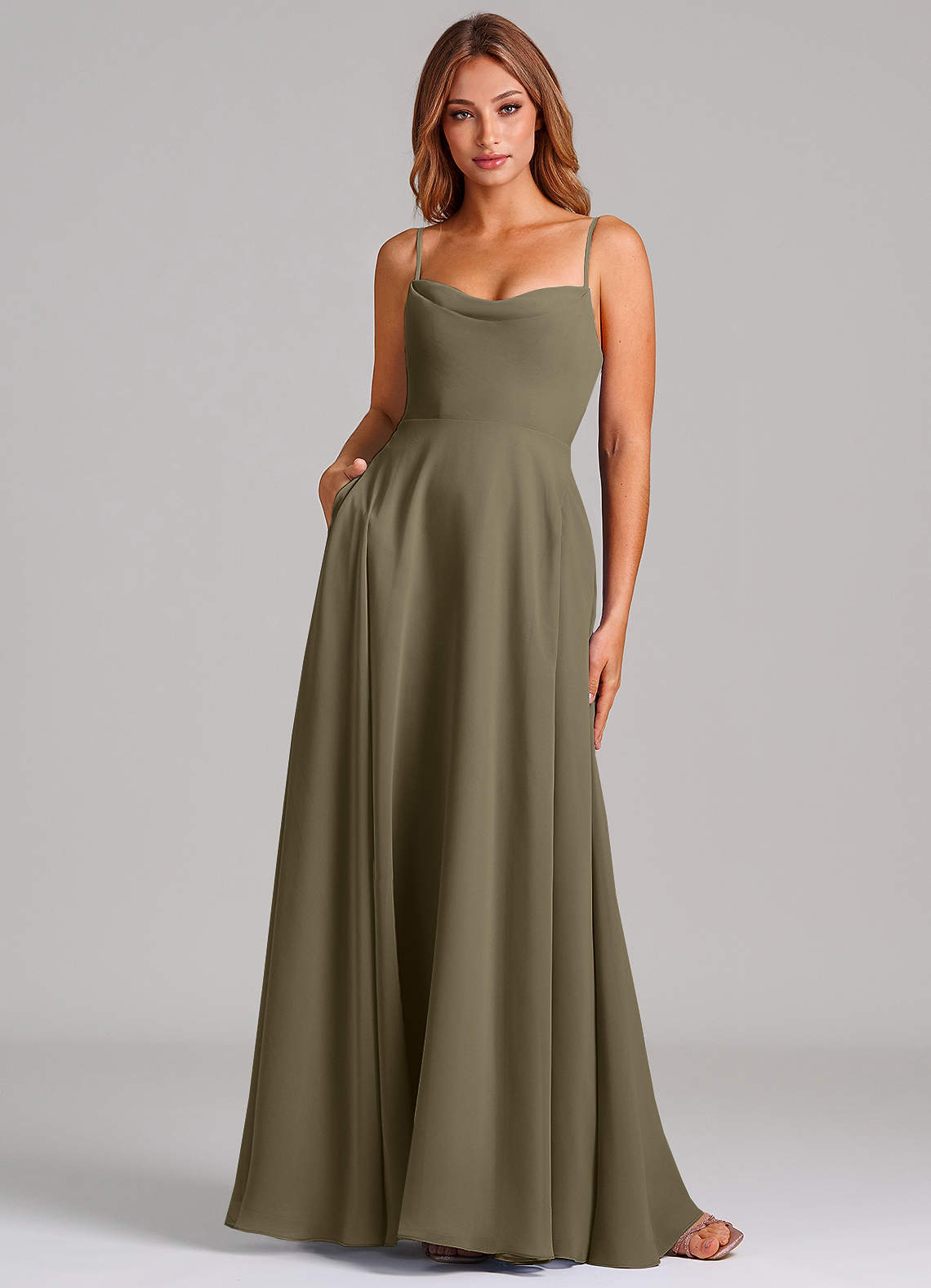 elyessen Elle Dusty Sage A-Line Pleated Chiffon Dress 1