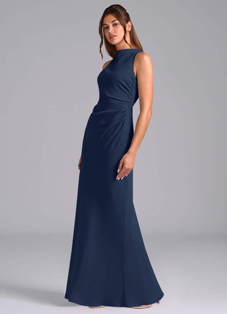 elyessen Evadne Sky Blue Sheath Pleated Chiffon Dress 3