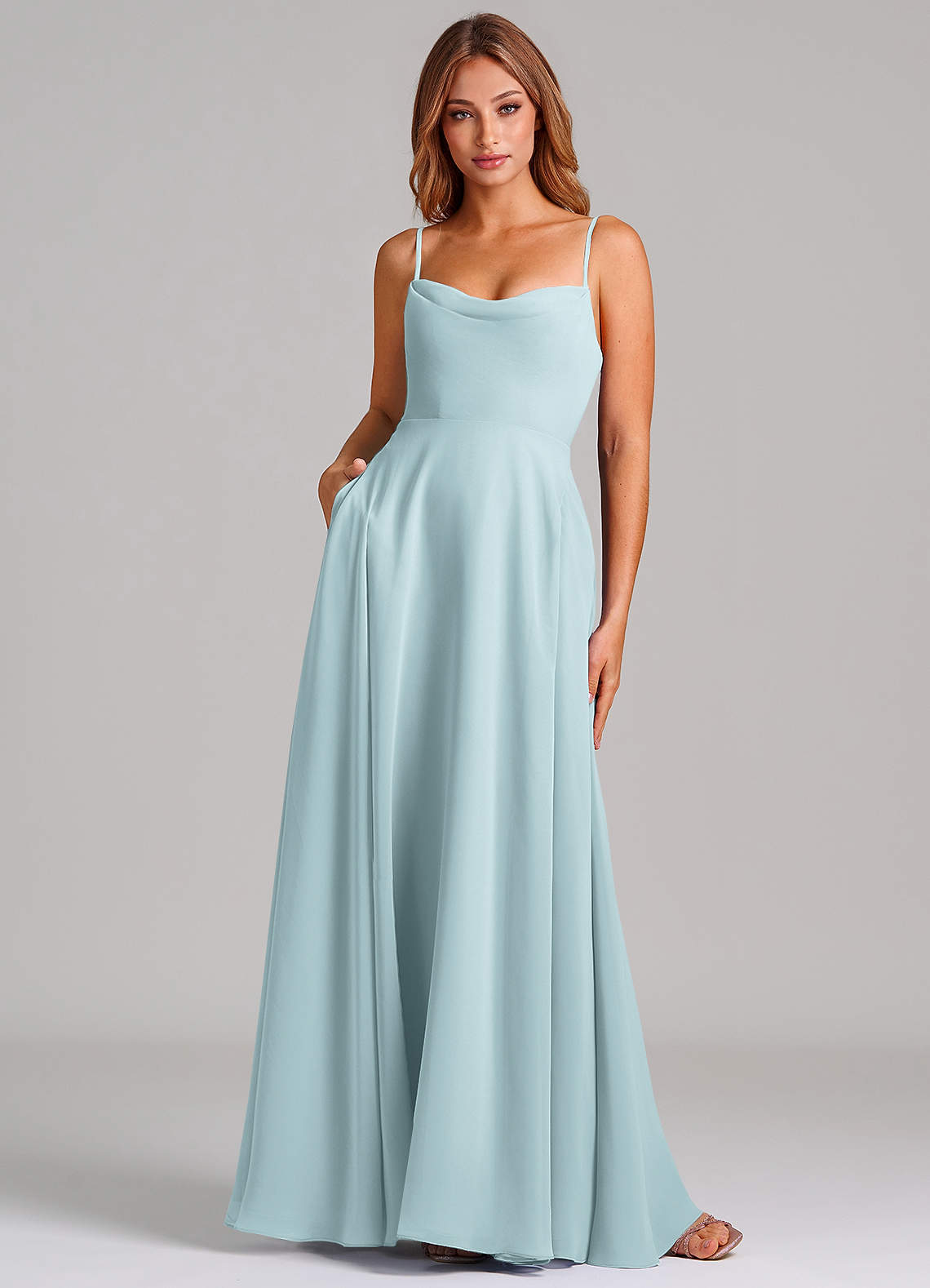 elyessen Elle Dusty Sage A-Line Pleated Chiffon Dress 2