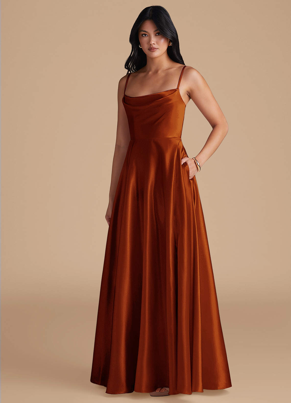 elyessen Elle Black A-Line with Pockets Metallic Satin Dress 4