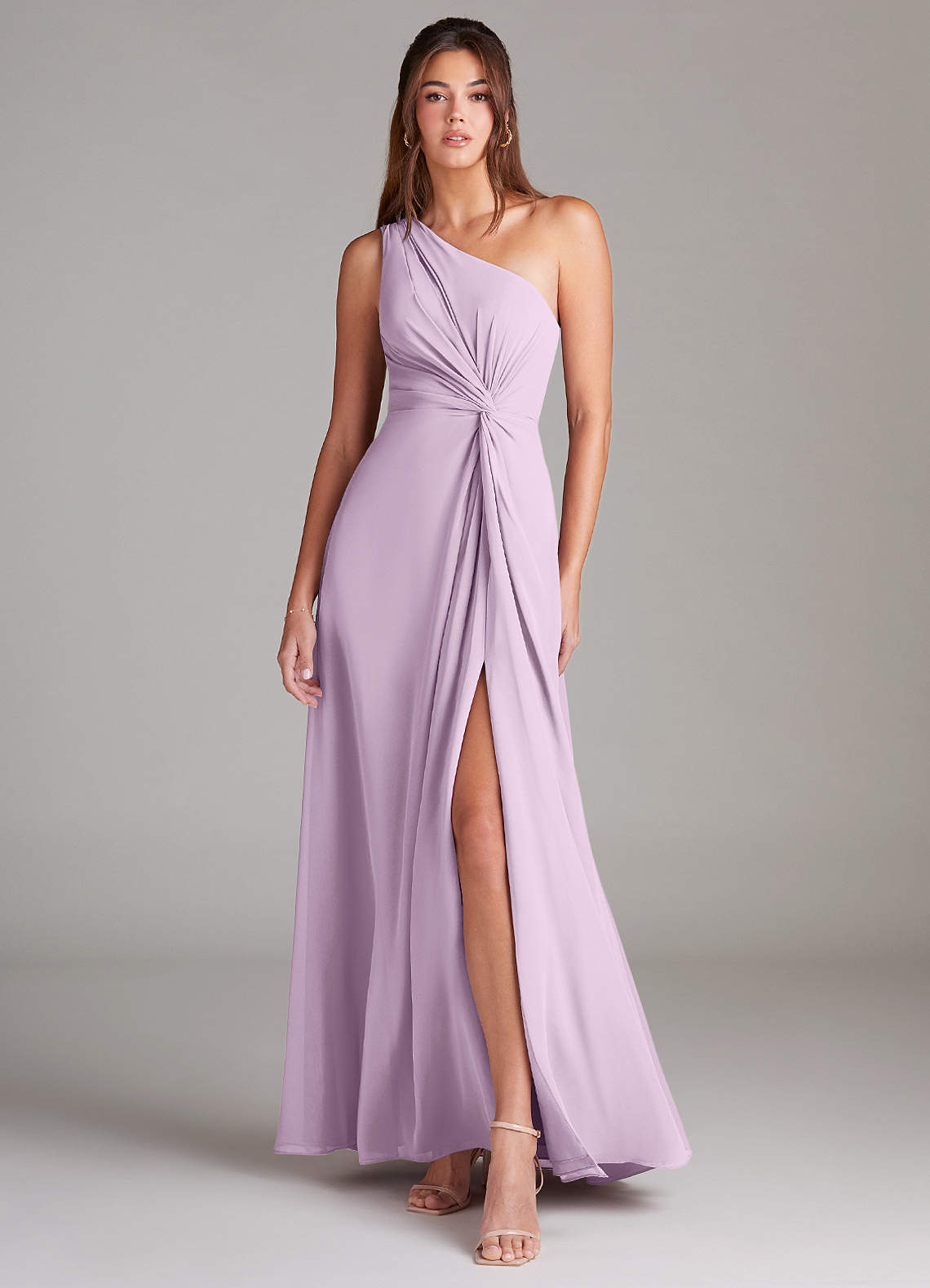 elyessen Brooke Sky Blue A-Line One Shoulder Chiffon Dress 5