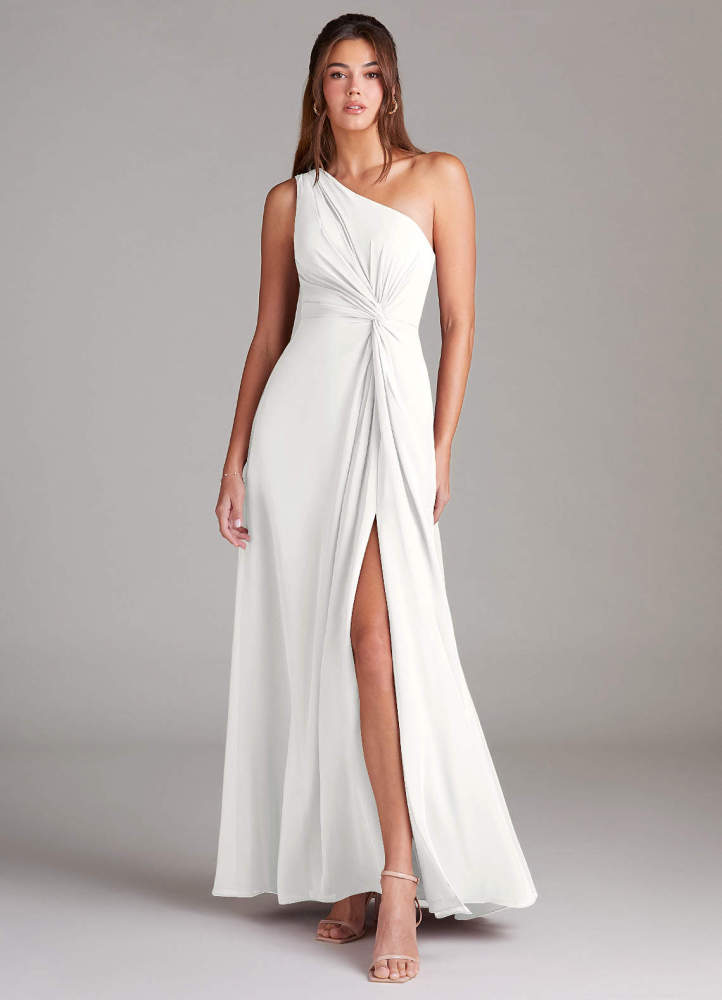 elyessen Brooke Sky Blue A-Line One Shoulder Chiffon Dress 7
