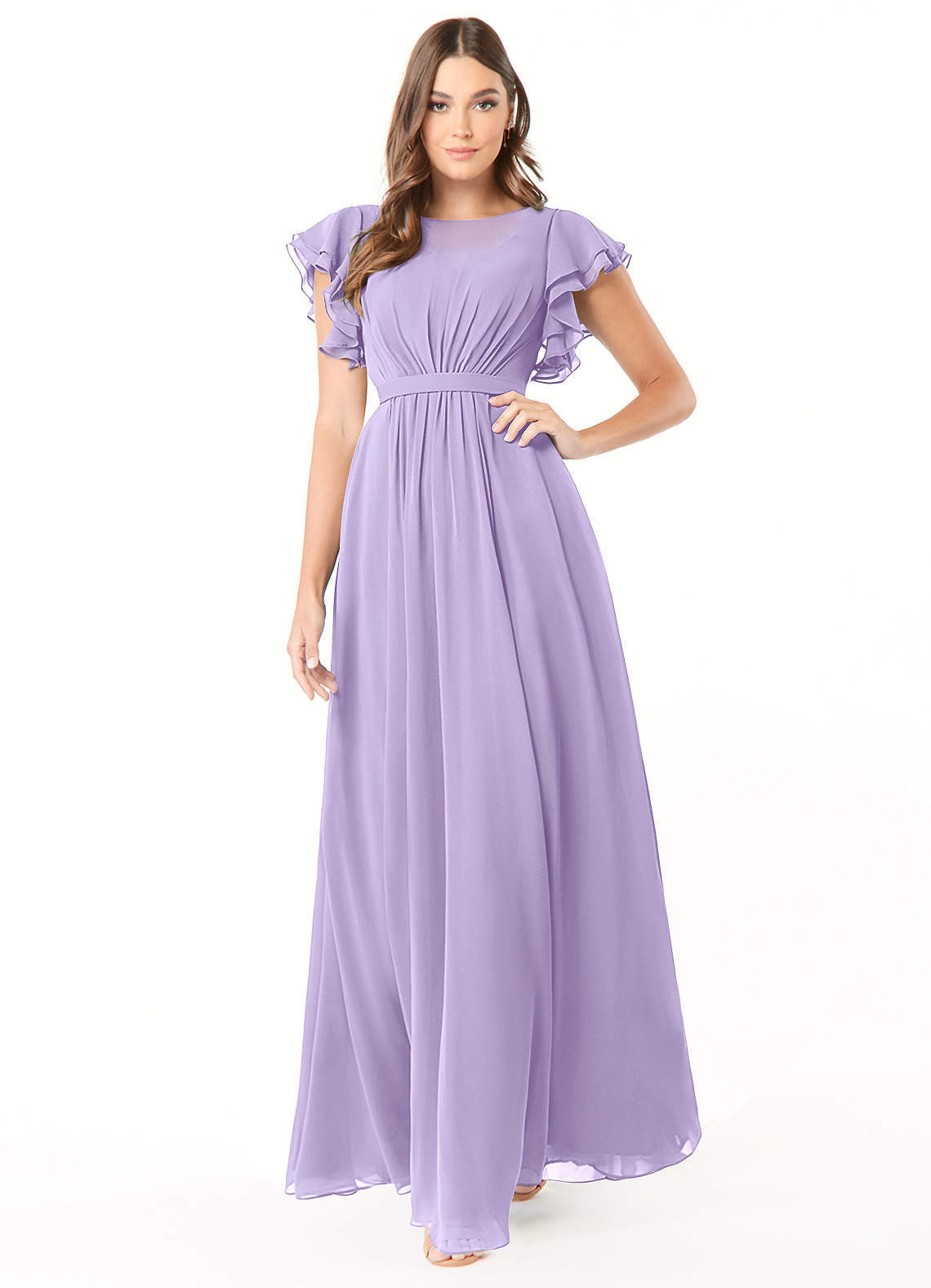 elyessen Daphne A-Line Ruffled Chiffon Floor-Length Dress Eucalyptus 4