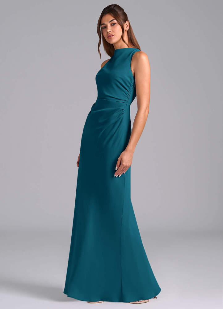 elyessen Evadne Sky Blue Sheath Pleated Chiffon Dress 3