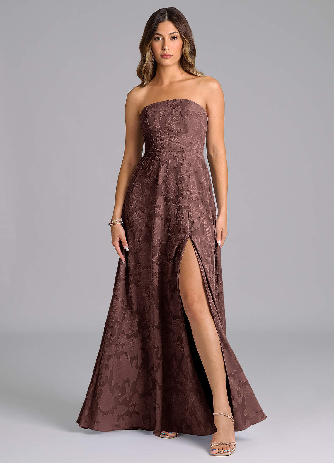 elyessen Wren Dusty Sage A-Line Strapless Floral Burnout Dress 4