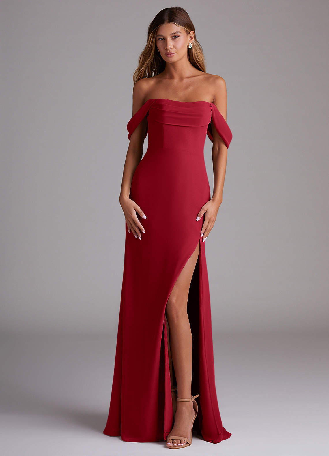 elyessen Saige Sky Blue A-Line Off the Shoulder Chiffon Convertible Dress 6