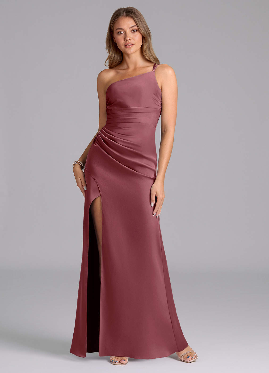 elyessen Eren Black Mermaid One Shoulder Stretch Satin Dress 5
