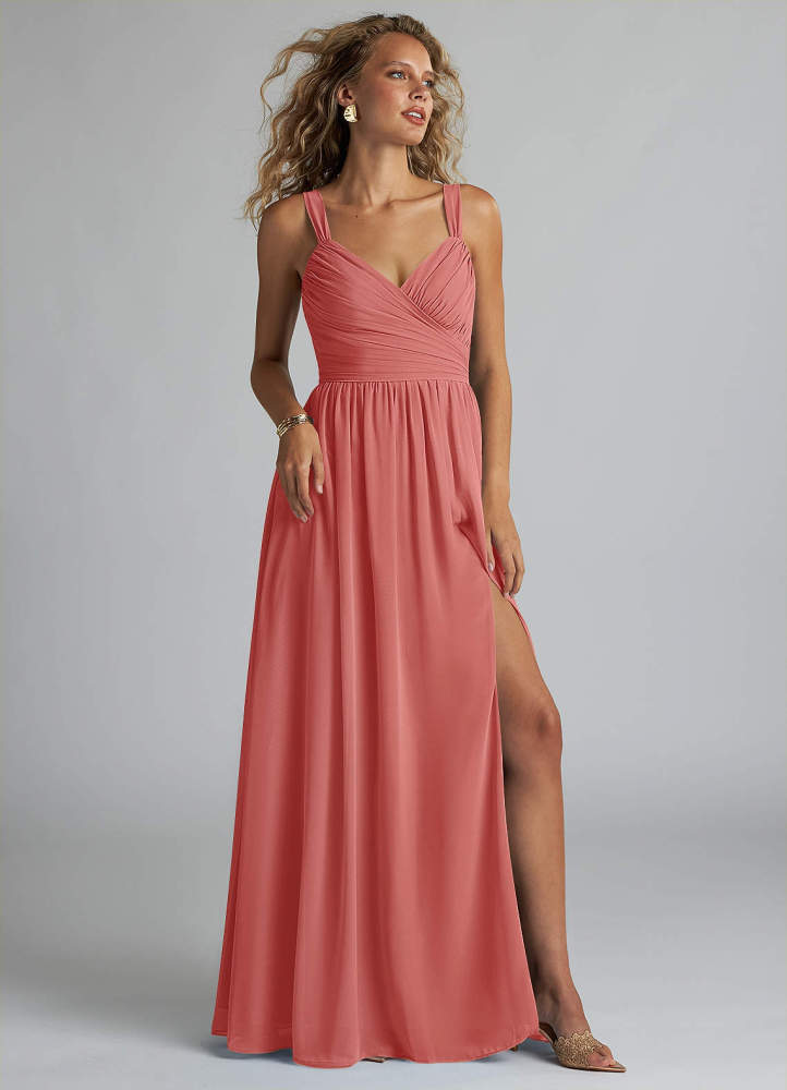elyessen Aziza Sky Blue A-Line V-Neck Pleated Chiffon Dress 4