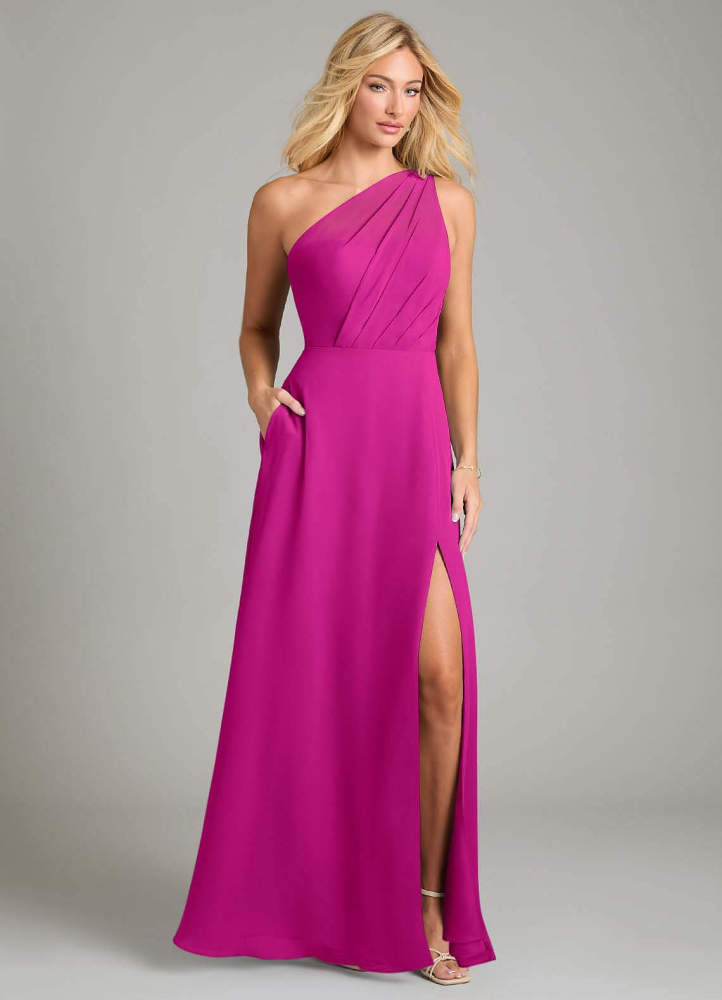 elyessen Phaedra Black A-Line One Shoulder Chiffon Dress 4