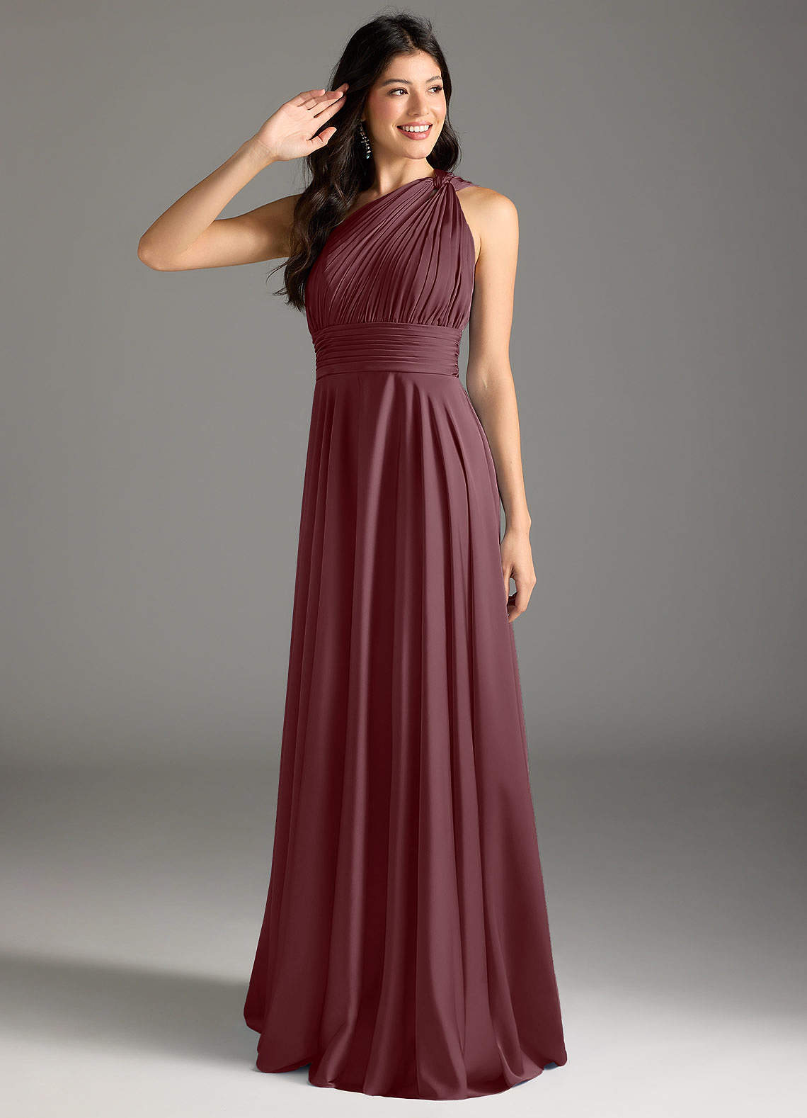 elyessen Charlize Dusty Sage A-Line One Shoulder Stretch Satin Dress 5