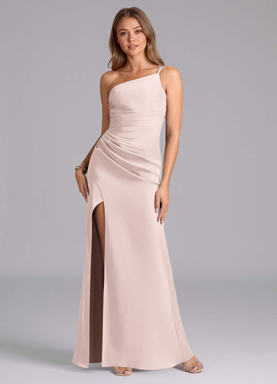 elyessen Eren Black Mermaid One Shoulder Stretch Satin Dress 4
