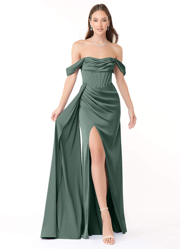 elyessen Amyra Black Mermaid Off the Shoulder Stretch Satin Convertible Dress 1