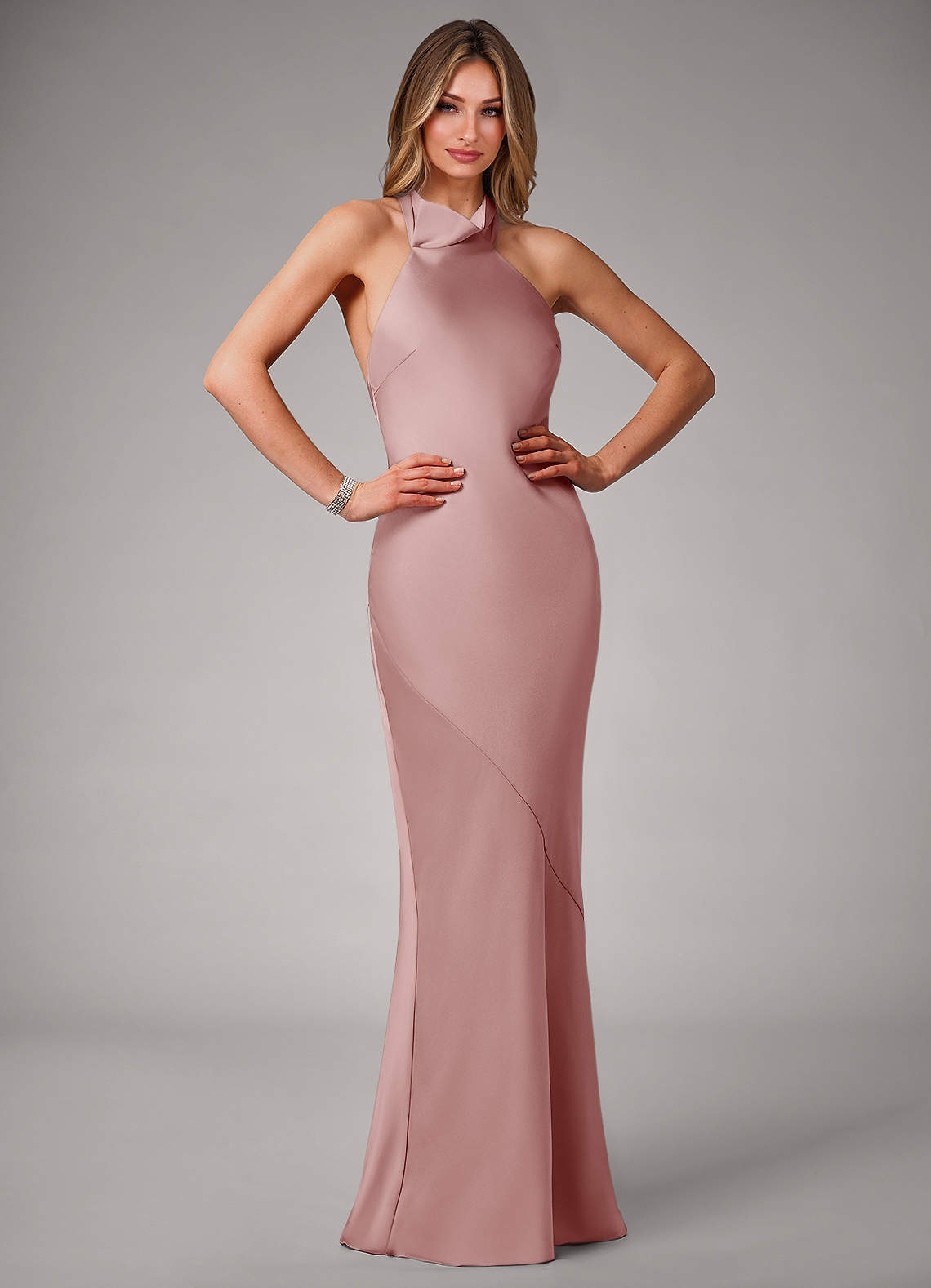 elyessen Velli Black Mermaid High Neck Stretch Satin Dress 4