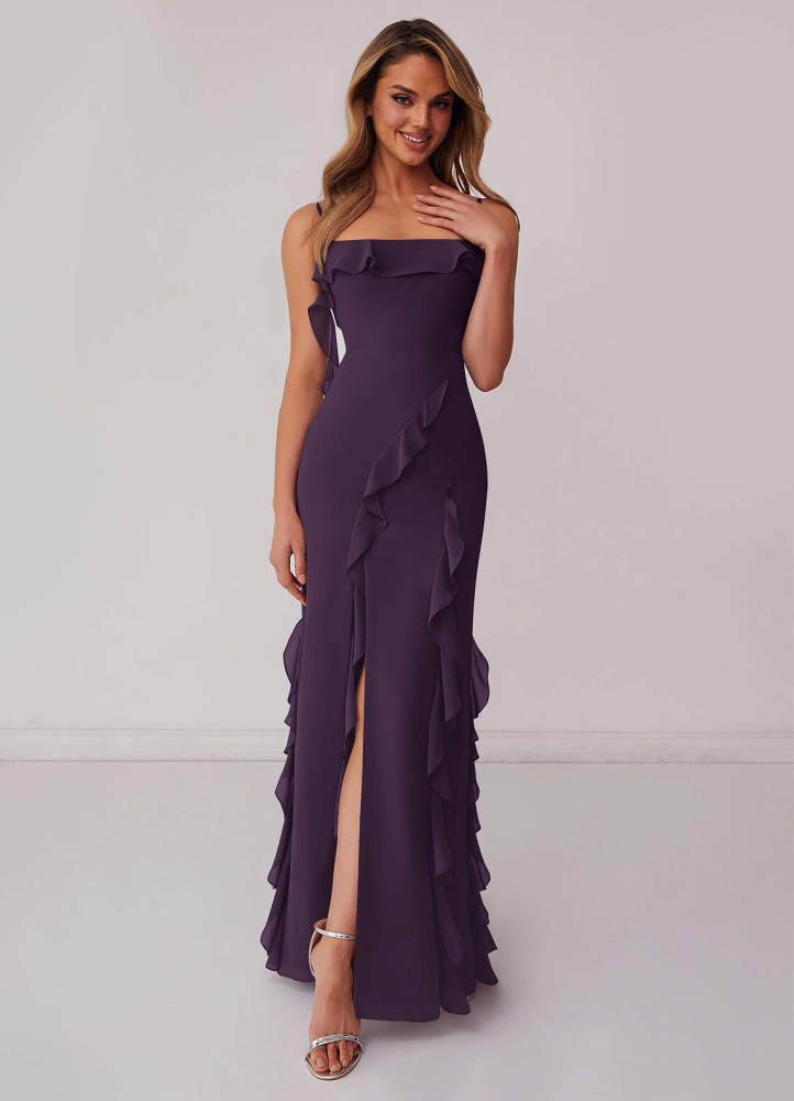 Sky Blue Sheath Bow Chiffon Dress Sky Blue 5