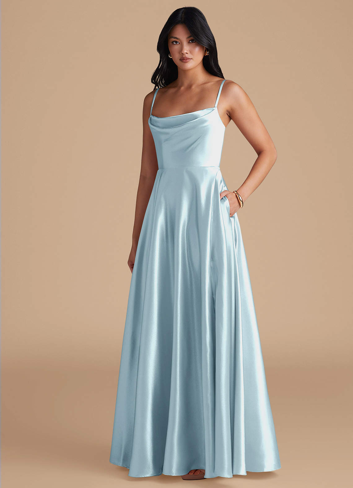 elyessen Elle Black A-Line with Pockets Metallic Satin Dress 2