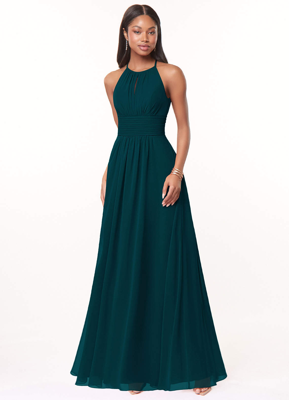 elyessen Bonnie Burgundy A-Line Keyhole Ruched Chiffon Dress 2