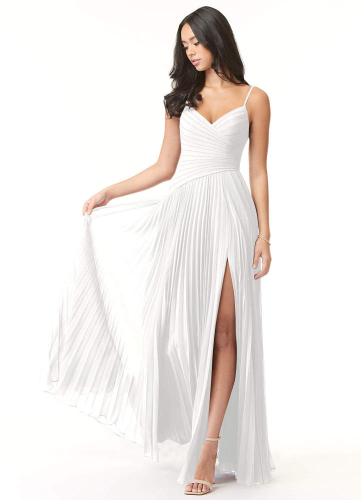 elyessen Vini Sky Blue A-Line V-Neck Pleated Chiffon Dress 7