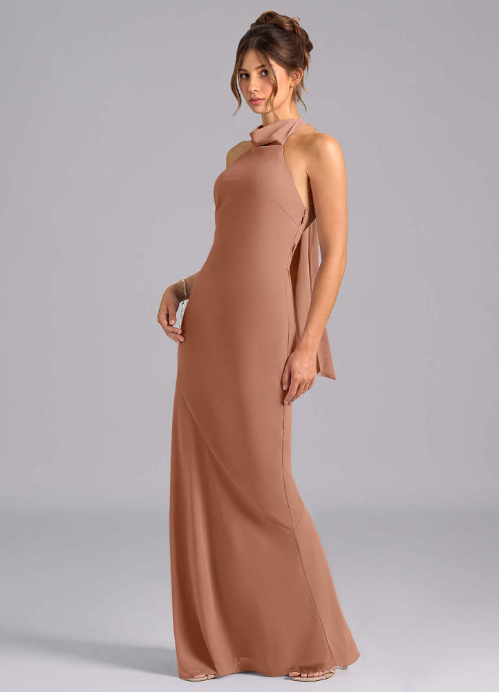 elyessen Velli Dusty Blue Mermaid High Neck Chiffon Dress 7