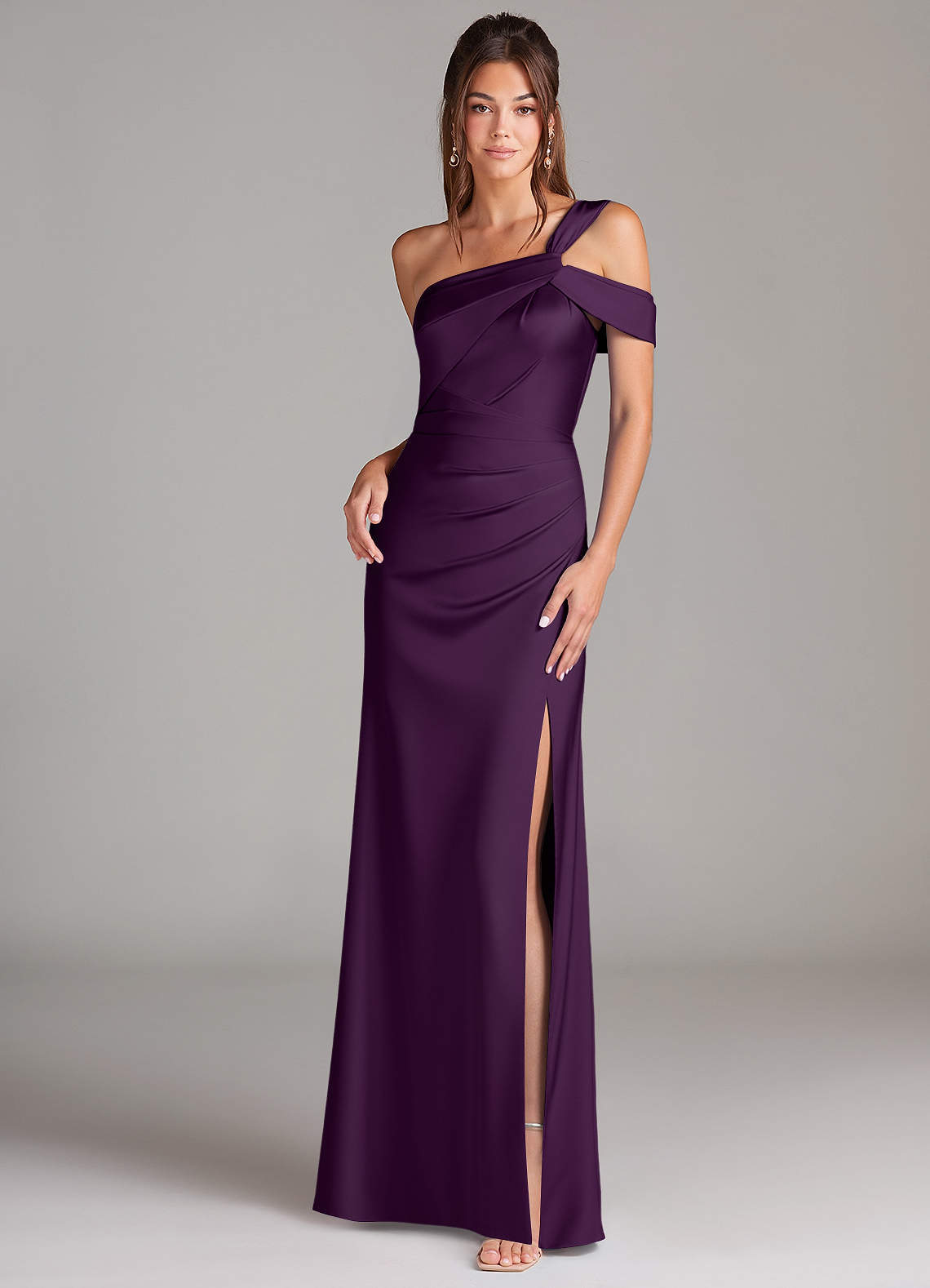 elyessen Wynter Black Sheath One Shoulder Stretch Satin Dress 5