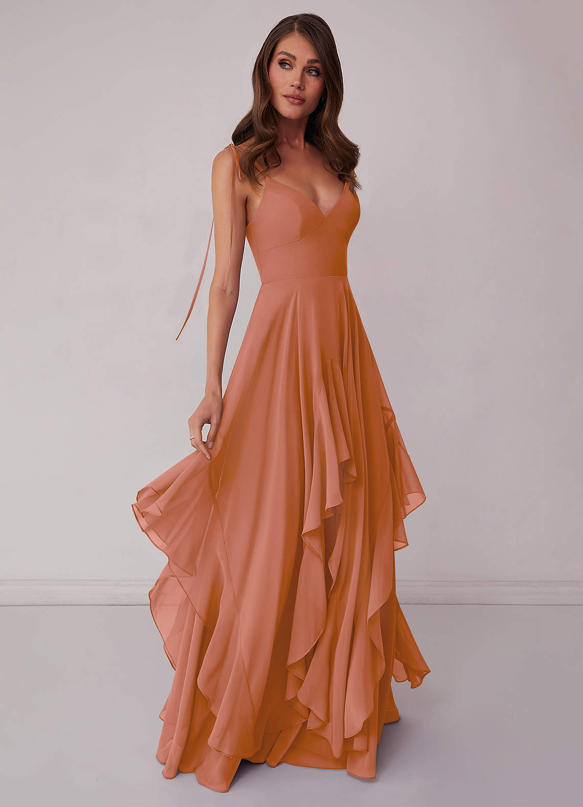 Agave A-Line Bow Chiffon Dress Moss Green 5