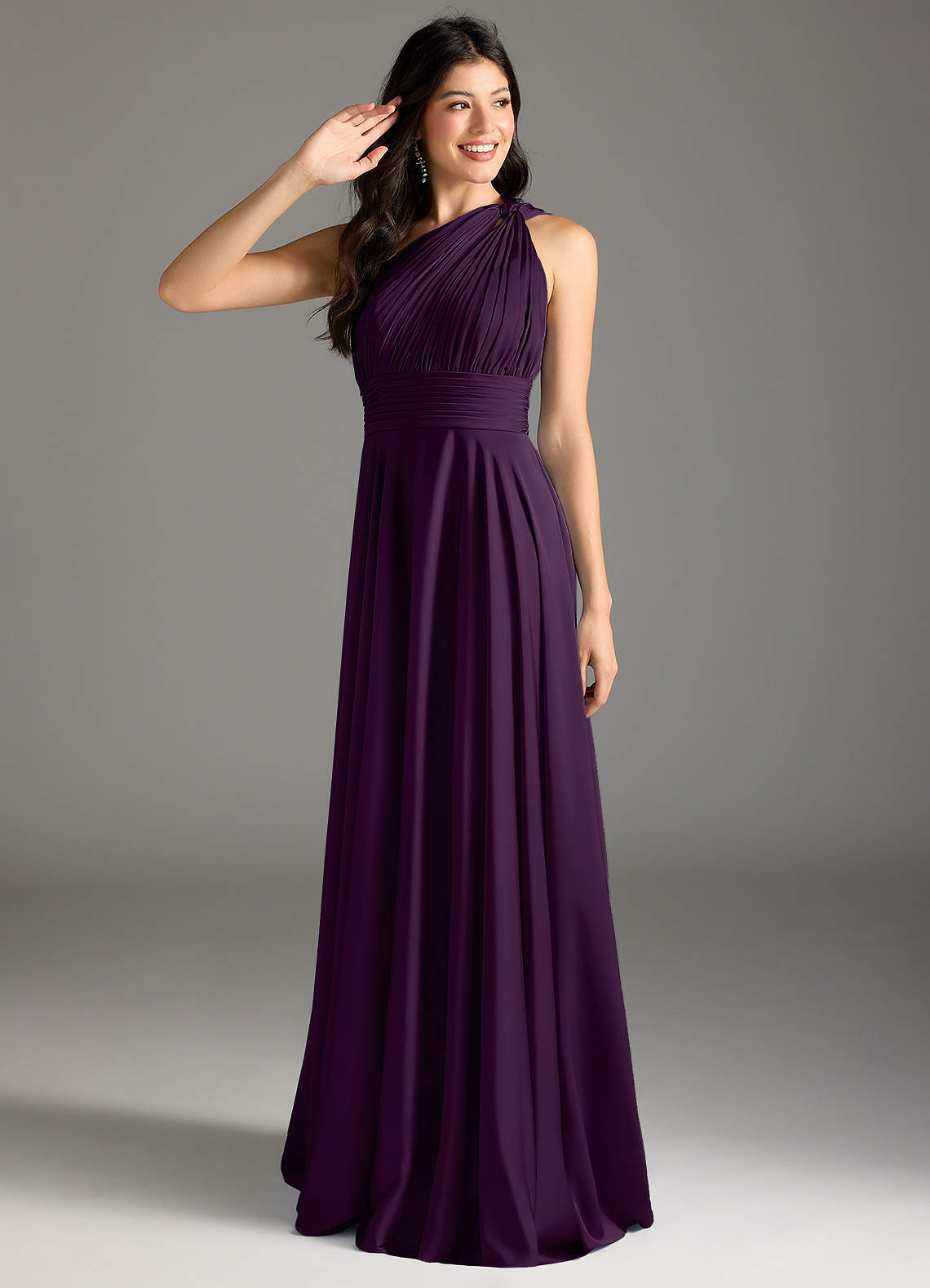 elyessen Charlize Dusty Sage A-Line One Shoulder Stretch Satin Dress 5