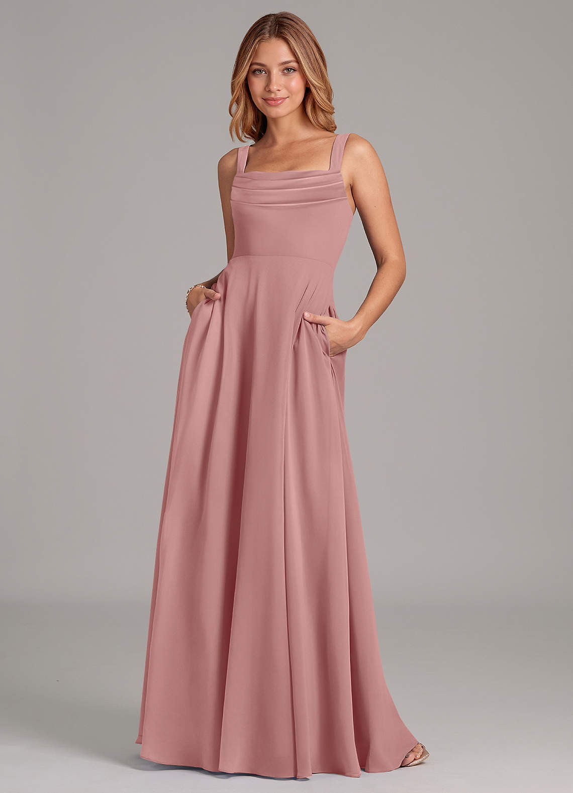 elyessen Shaude Sky Blue A-Line Pleated Chiffon Dress 4