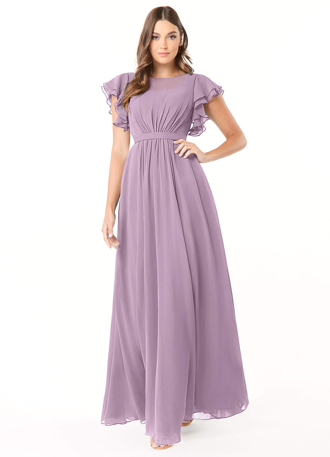 elyessen Daphne A-Line Ruffled Chiffon Floor-Length Dress Eucalyptus 4