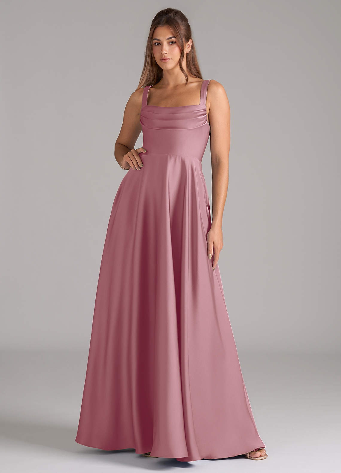 elyessen Shaude Black A-Line Pleated Stretch Satin Dress 5