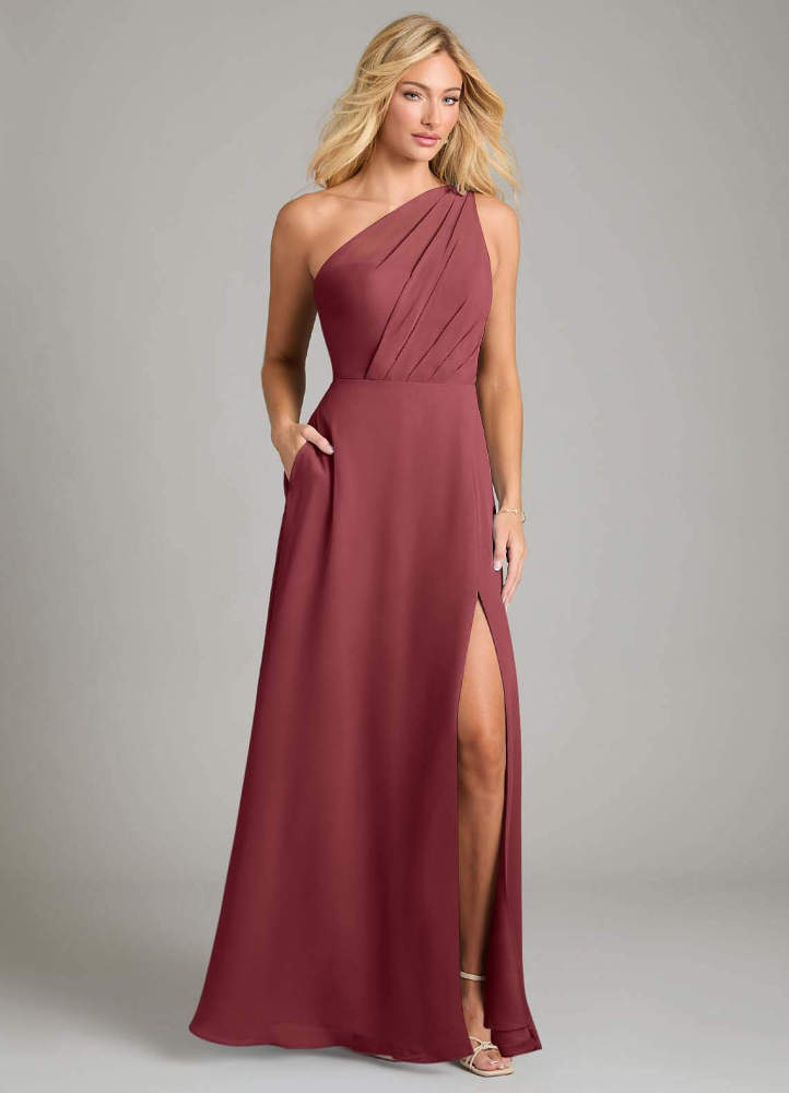 elyessen Phaedra Black A-Line One Shoulder Chiffon Dress 6
