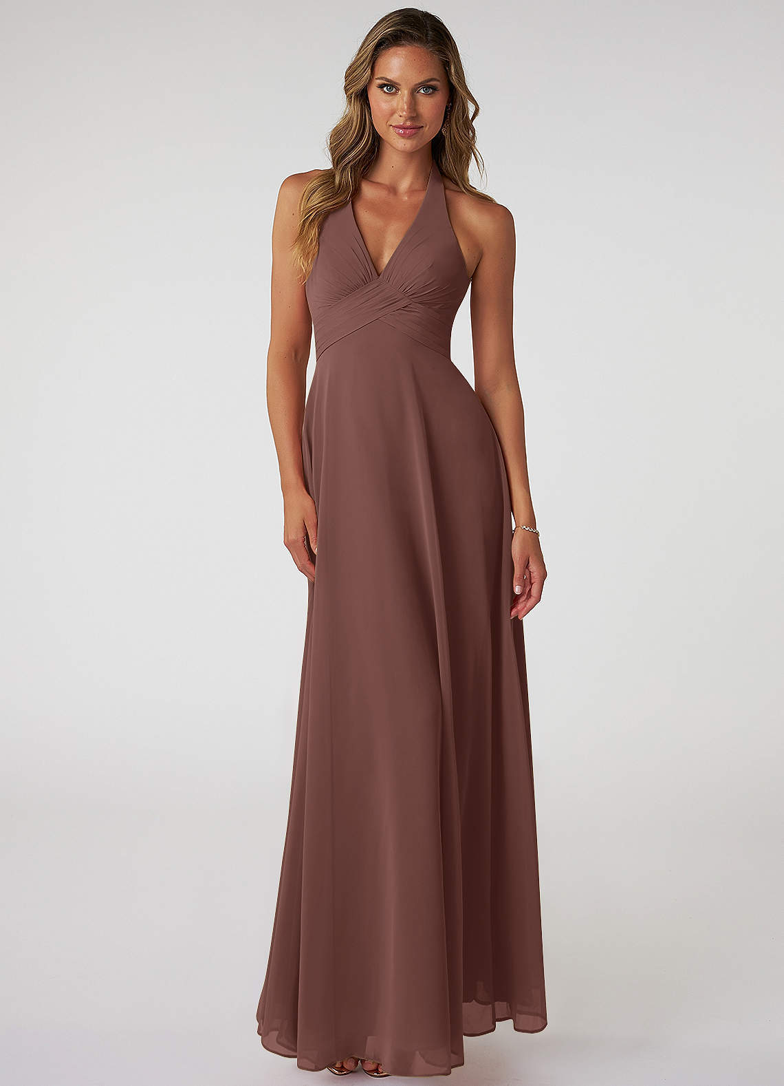 elyessen Tessie Sky Blue A-Line V-Neck Pleated Chiffon Dress 7