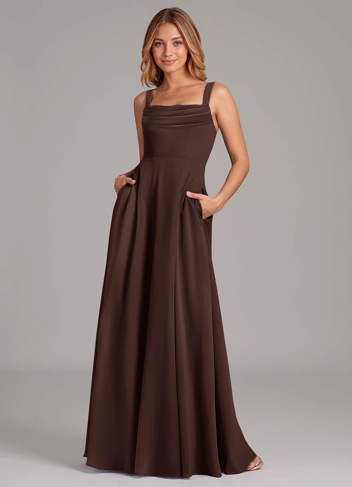 elyessen Shaude Sky Blue A-Line Pleated Chiffon Dress 8