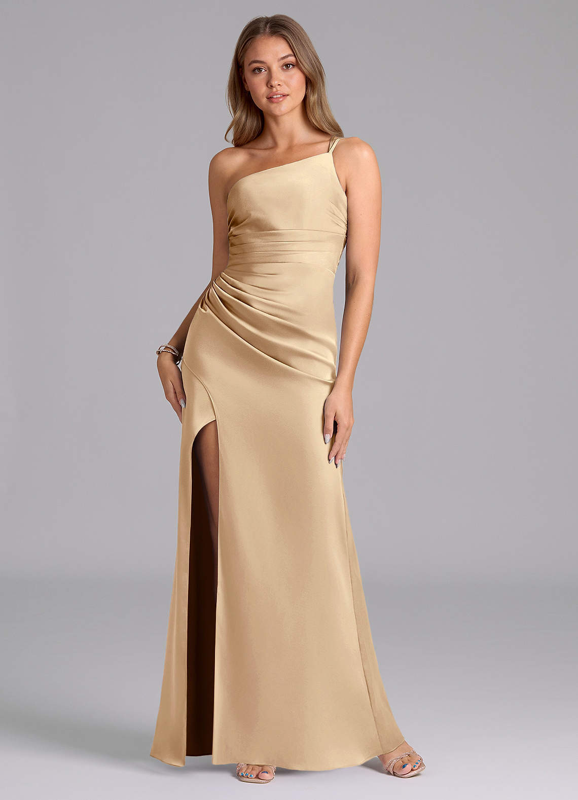 elyessen Eren Black Mermaid One Shoulder Stretch Satin Dress 7