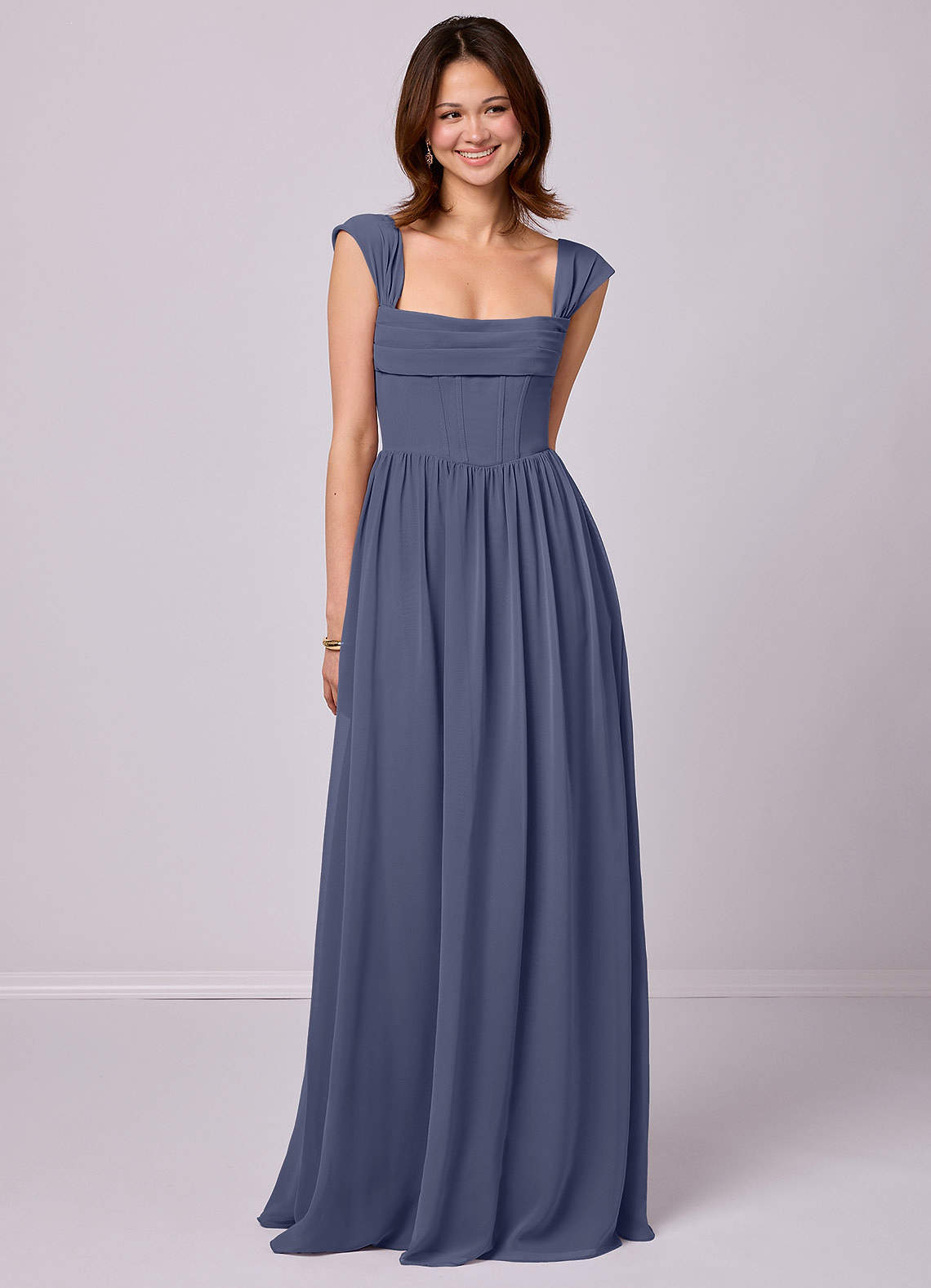 Sky Blue A-Line Corset Chiffon Dress Sky Blue 2