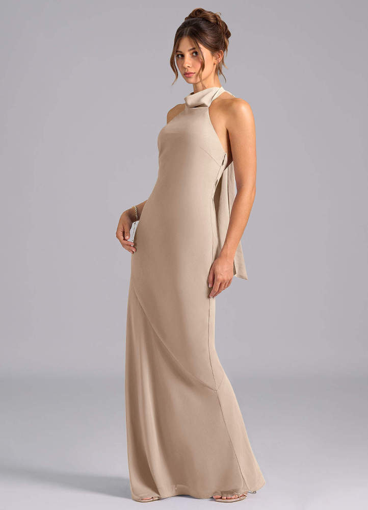 elyessen Velli Dusty Blue Mermaid High Neck Chiffon Dress 7